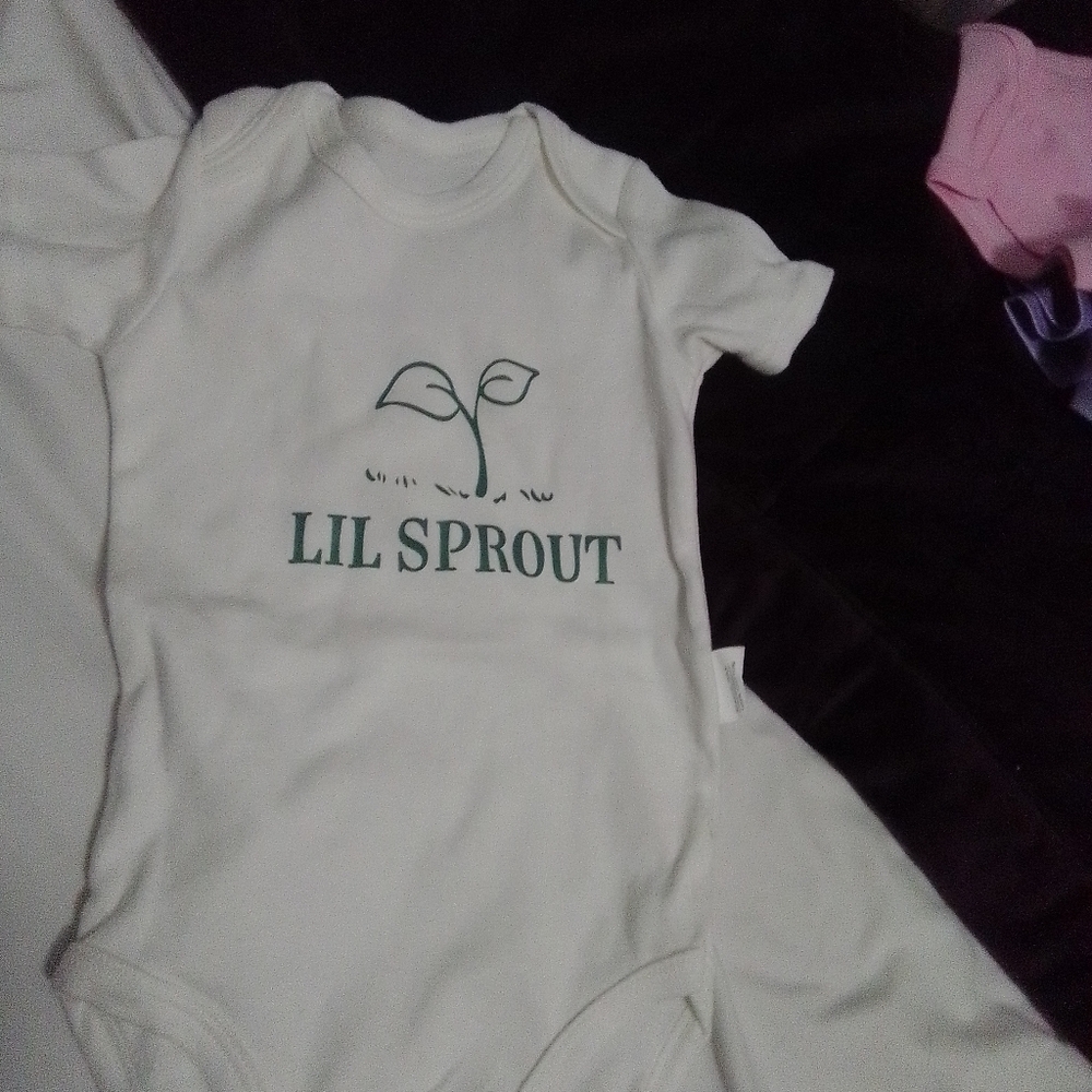 White Lil Sprout Baby Onesie